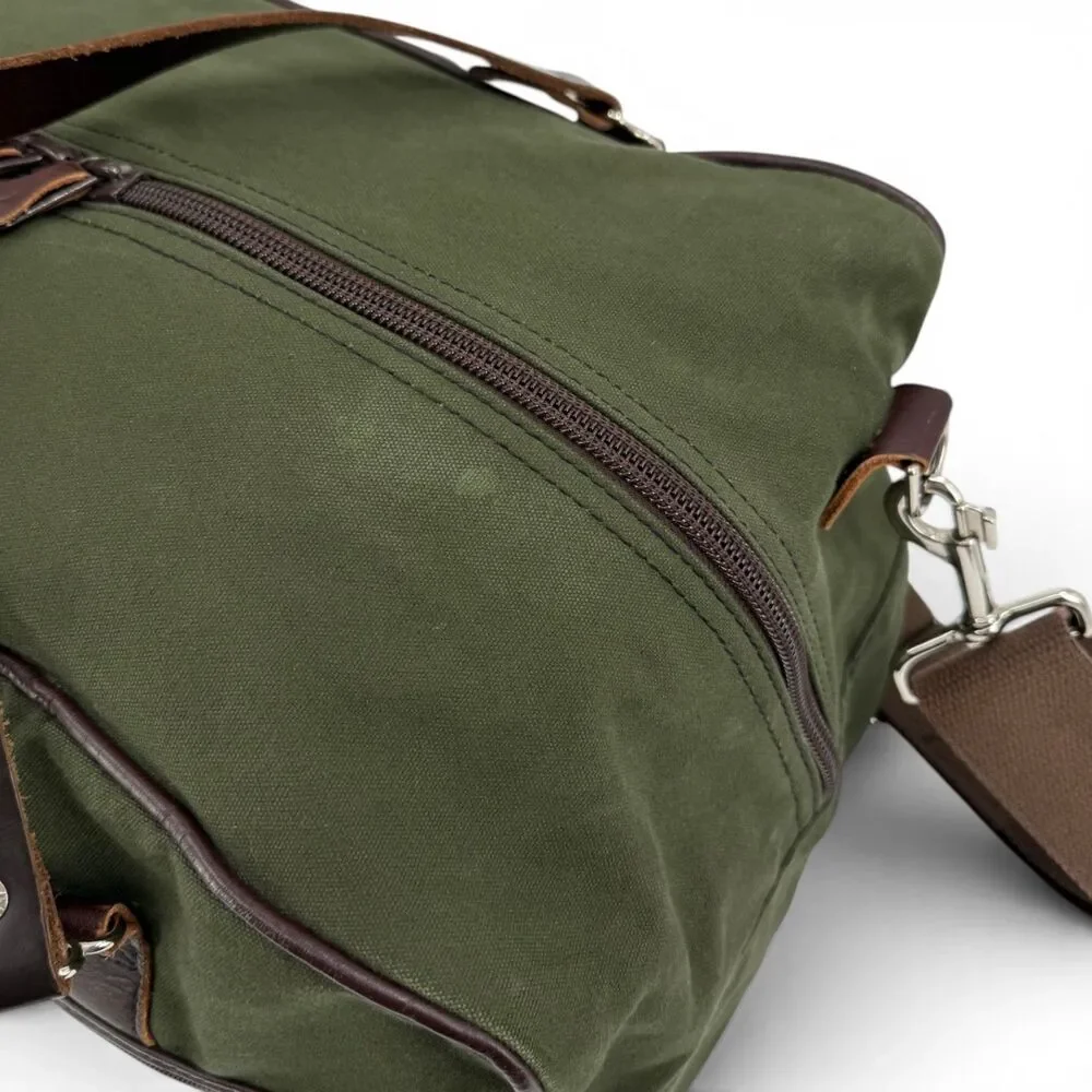 Duluth Pack Canvas Leather Weekender Duffel Bag Olive Drab 33L